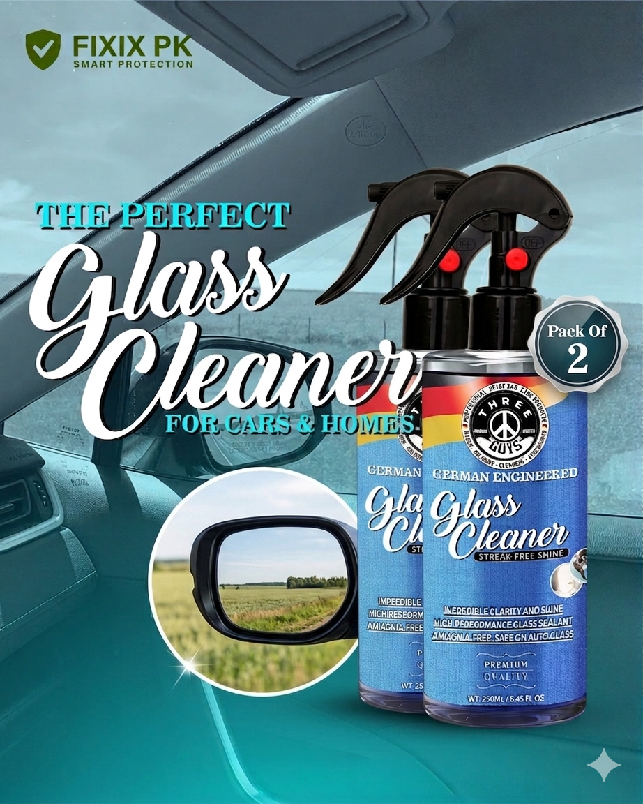 Glass Cleaner Spray 250ml – Streak-Free & Ammonia-Free | THREE GUYS | German Engineered