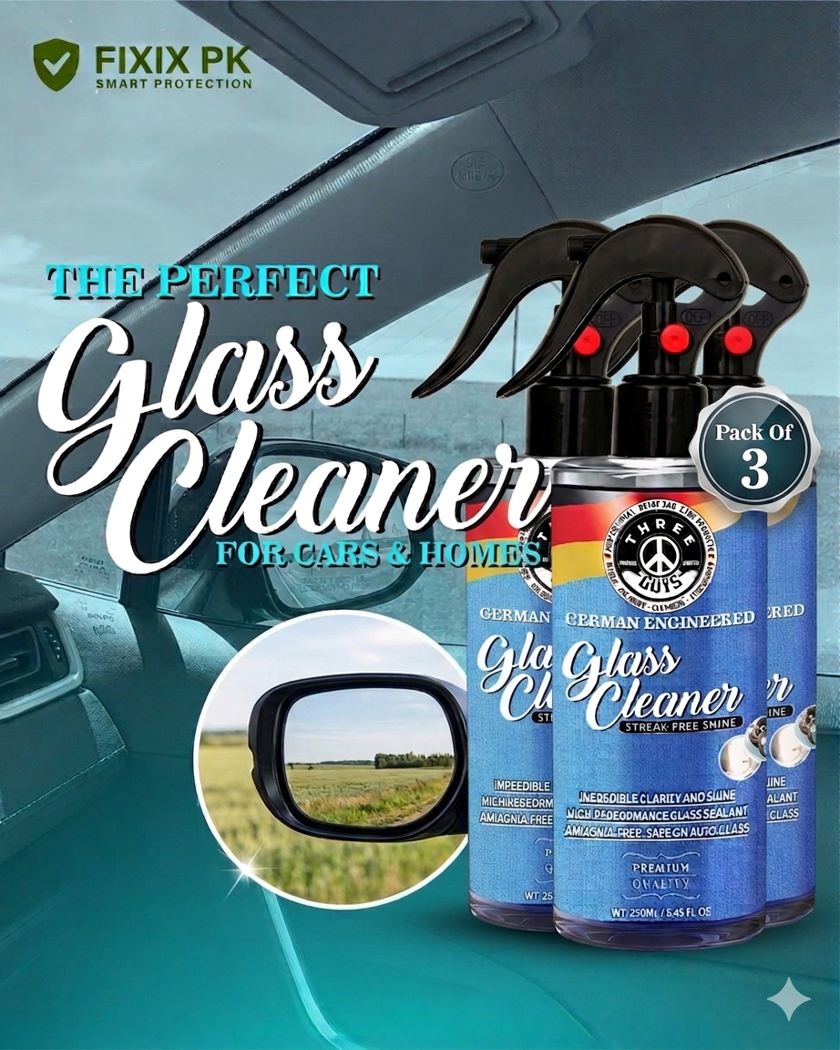 Glass Cleaner Spray 250ml – Streak-Free & Ammonia-Free | THREE GUYS | German Engineered