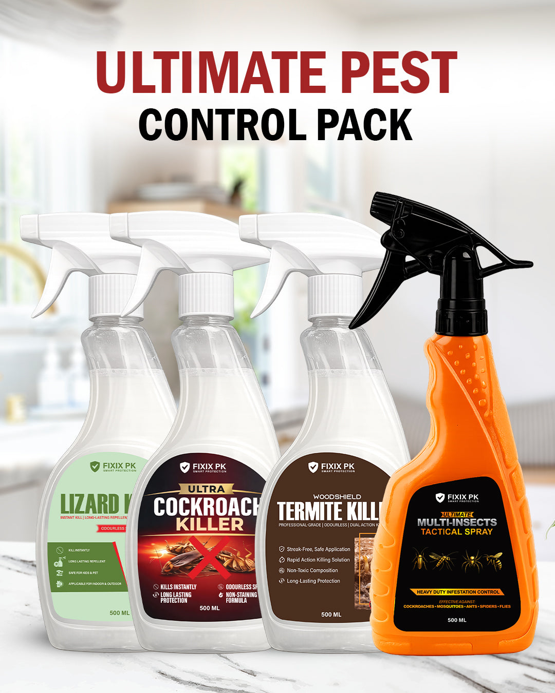 FIXIX PK Ultimate Pest Control Pack | 4-in-1 Household Protection Kit