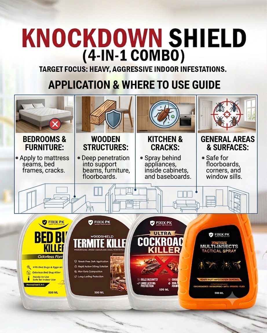 FIXIX PK Tactical Knockdown Shield Pest Control Kit | 4-in-1 Home Protection Combo