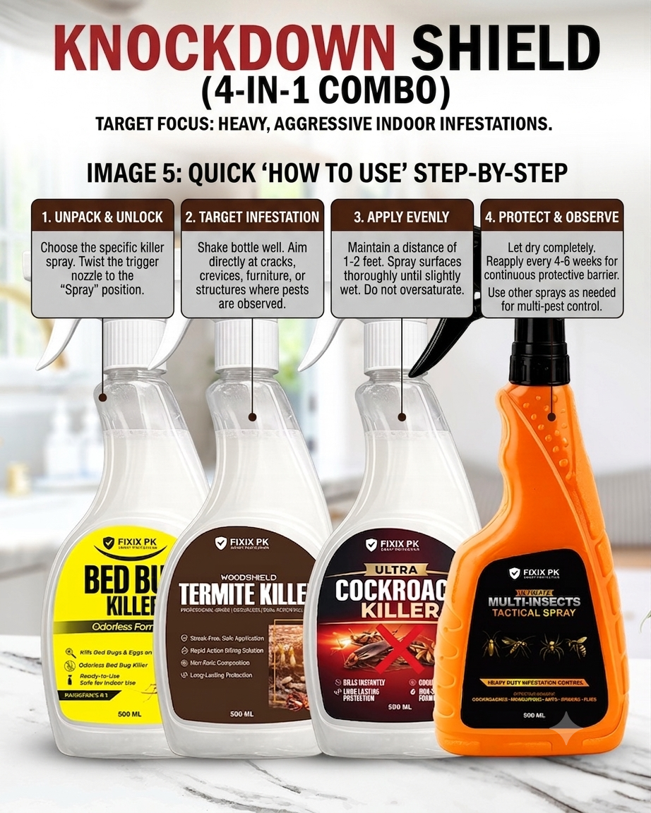 FIXIX PK Tactical Knockdown Shield Pest Control Kit | 4-in-1 Home Protection Combo