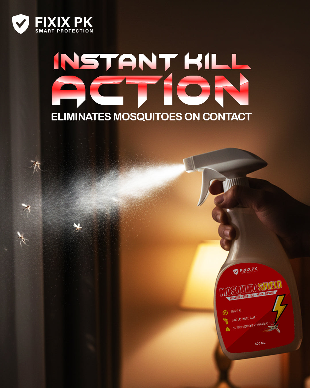 Mosquito Shield – Pakistan’s Professional-Grade Odourless Dengue Mosquito Killer & Repellent | FIXIX PK