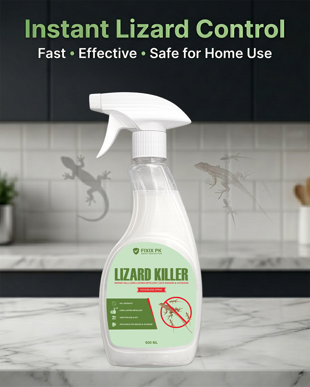 Lizard Killer – Odourless Instant Kill & Long-Lasting Repellent Spray For Indoors & Outdoors | FIXIX PK