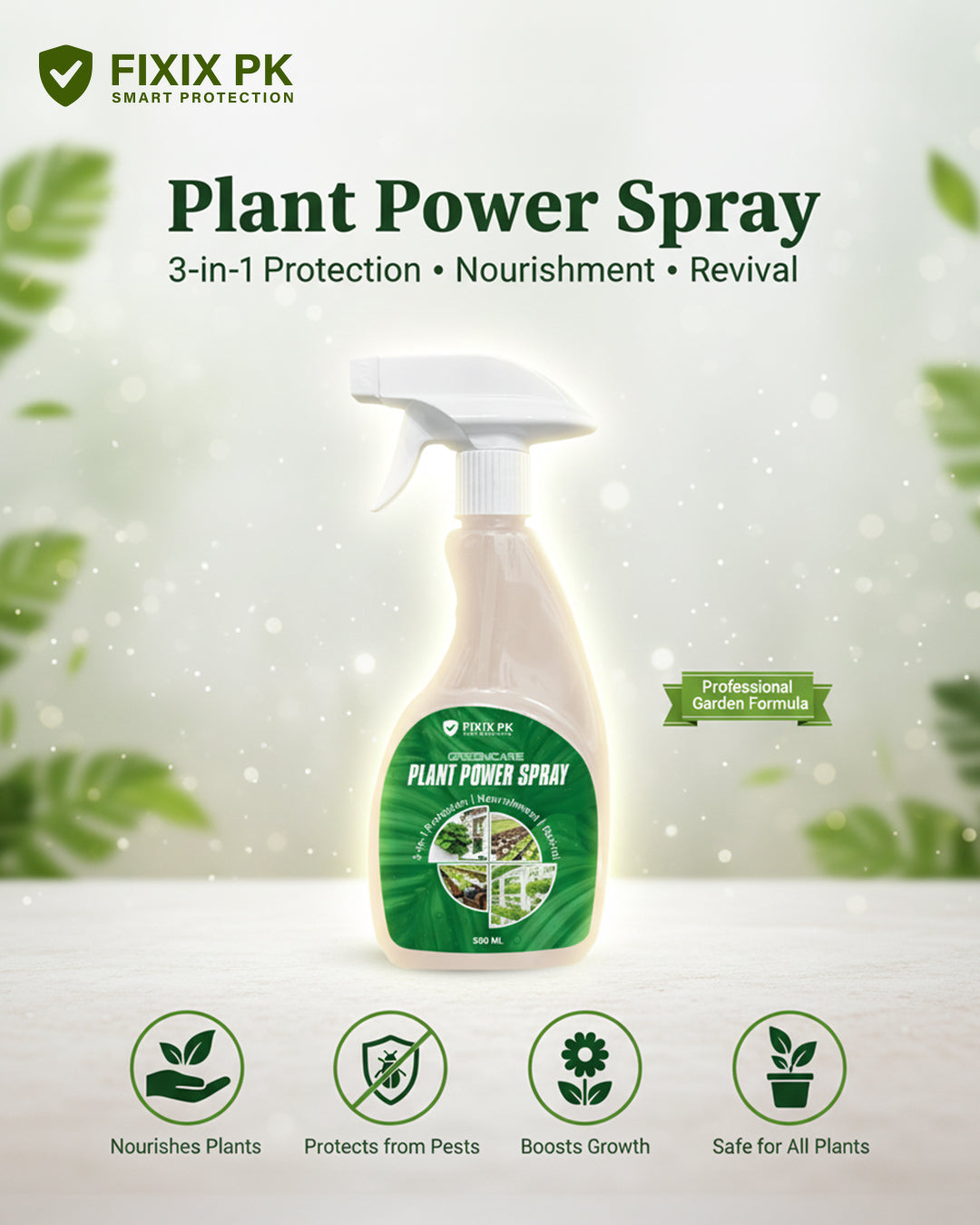 Greencare Plant Power Spray – 3-in-1 Protection, Nourishment & Revival | FIXIX PK