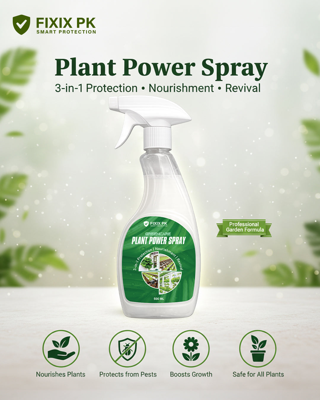 Greencare Plant Power Spray – 3-in-1 Protection, Nourishment & Revival | FIXIX PK