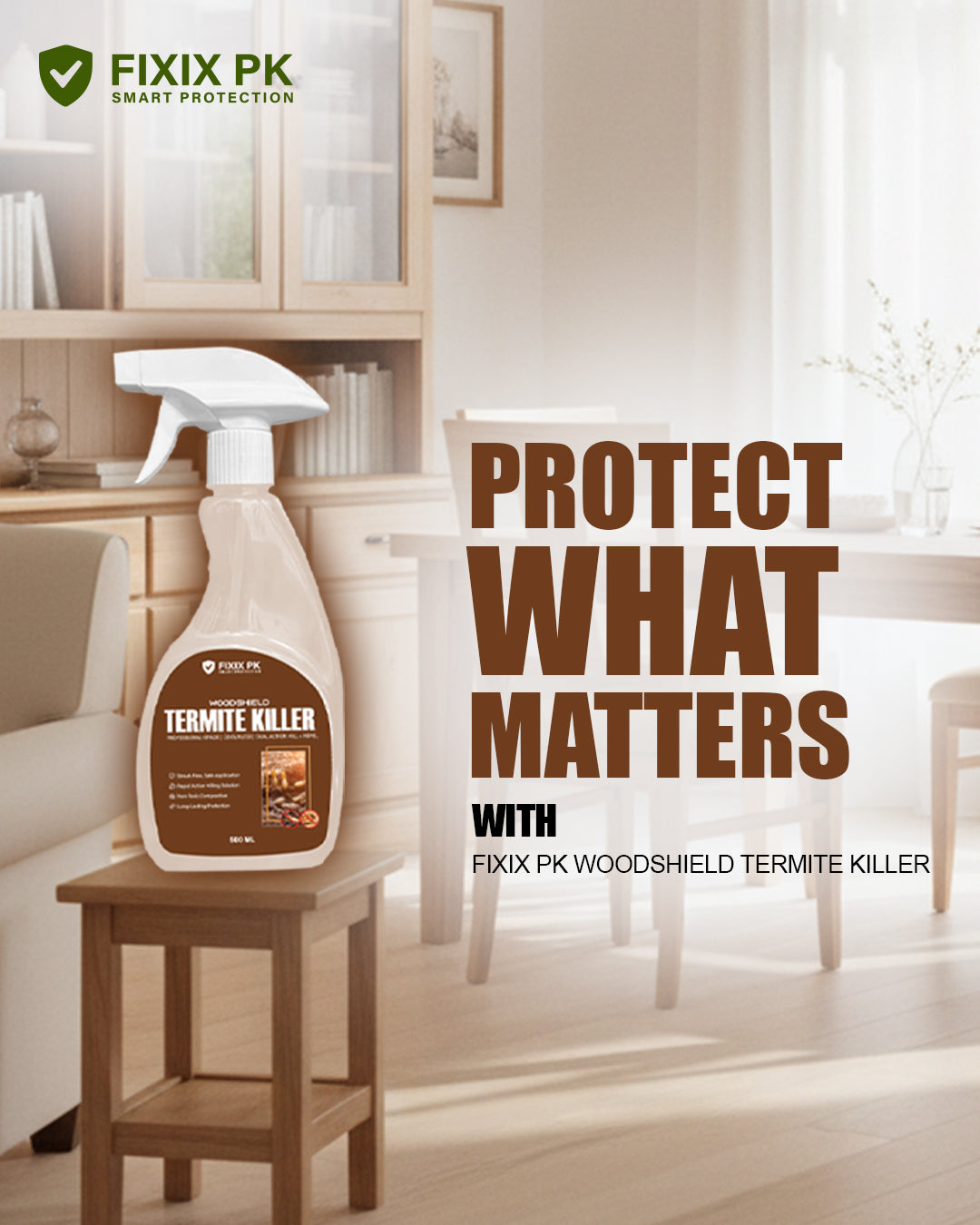 WoodShield Termite Killer – Pakistan’s Professional-Grade Odourless Termite Protection | FIXIX PK