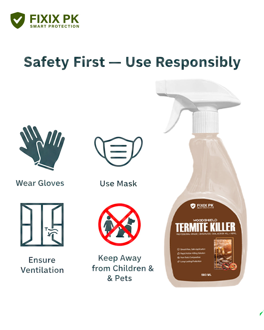 WoodShield Termite Killer – Pakistan’s Professional-Grade Odourless Termite Protection | FIXIX PK