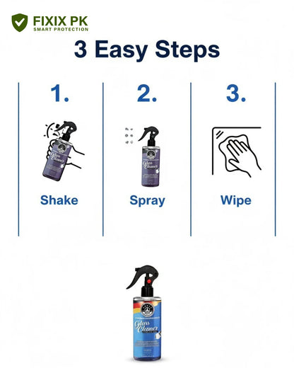 Glass Cleaner Spray 250ml – Streak-Free & Ammonia-Free | THREE GUYS | German Engineered