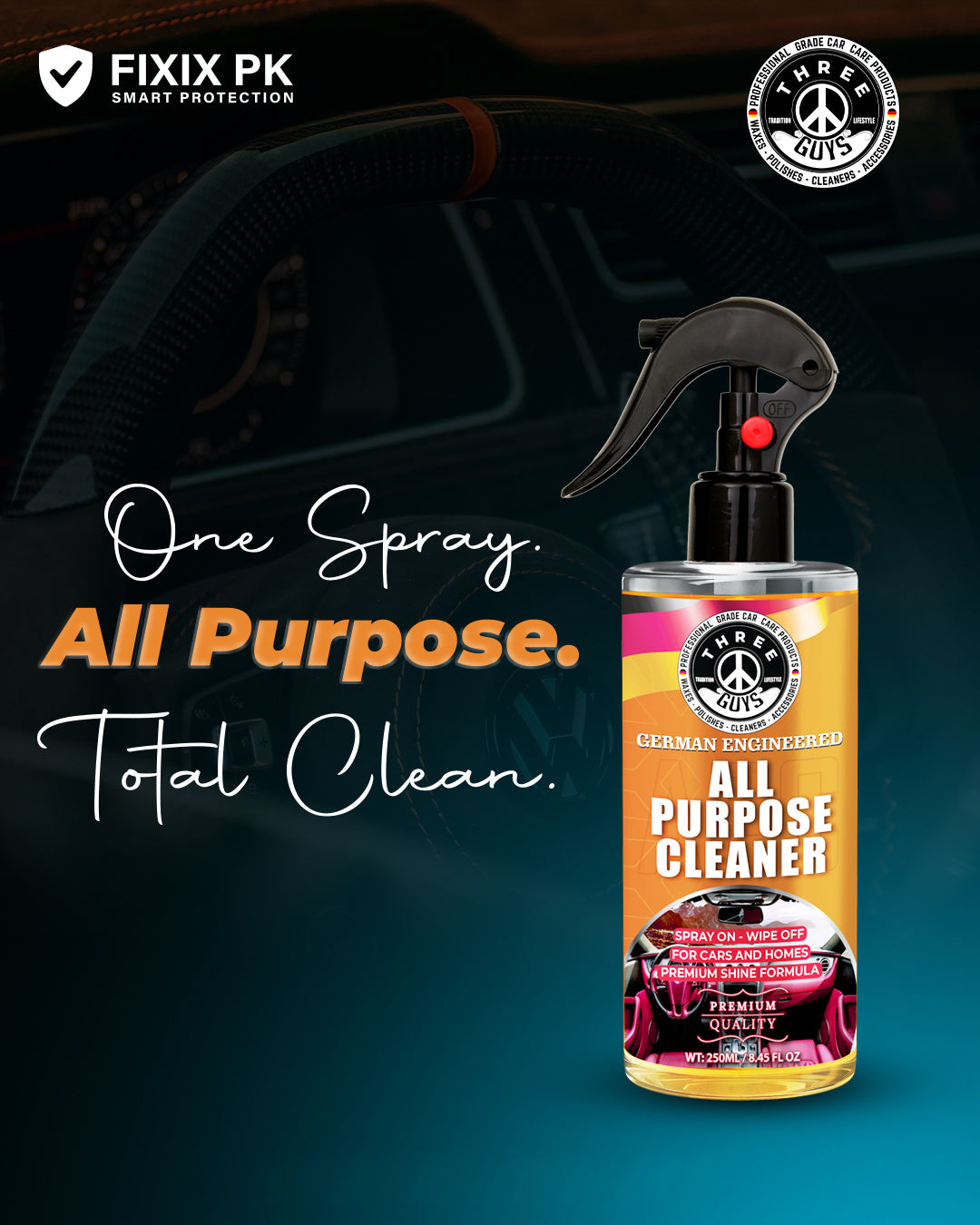 All Purpose Cleaner (APC) 250ml – Car & Home Cleaning | THREE GUYS | German Engineered