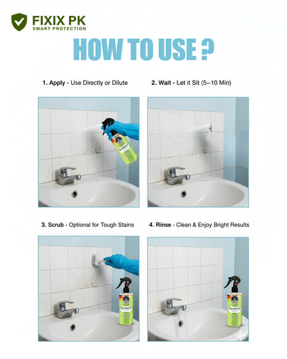 Bleach Multipurpose Cleaner – Powerful Stain, Mold & Germ Removal Formula | THREE GUYS | German Engineered