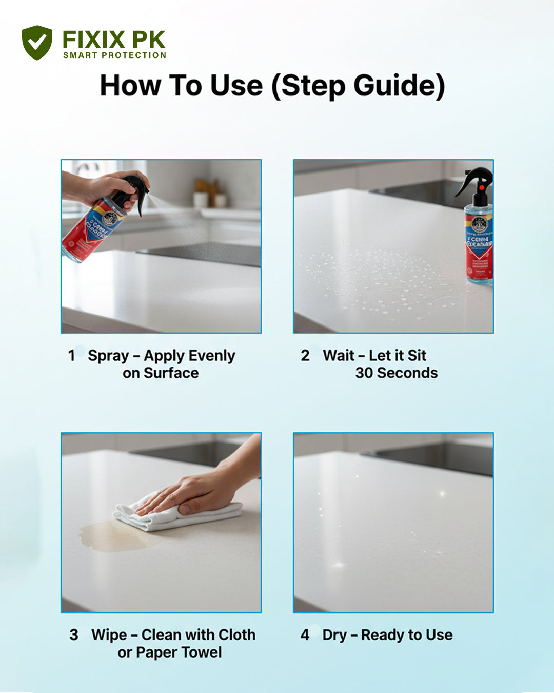 Germ Cleaner Disinfectant – Antibacterial Surface Sanitizer for Home & Office | THREE GUYS | German Engineered