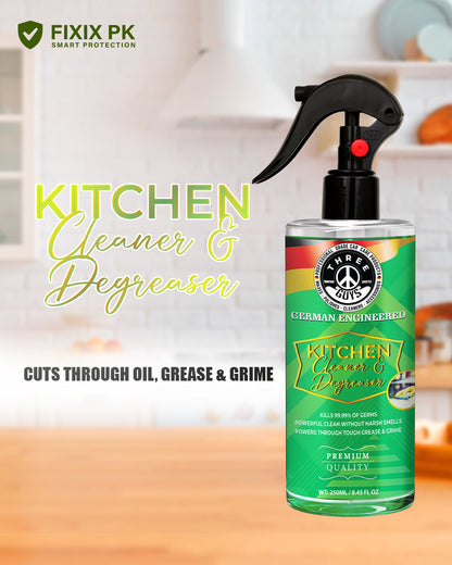 Kitchen Cleaner & Degreaser – Multi-Surface Spray for Grease, Oil & Stains | THREE GUYS | German Engineered