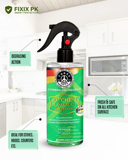 Kitchen Cleaner & Degreaser – Multi-Surface Spray for Grease, Oil & Stains | THREE GUYS | German Engineered