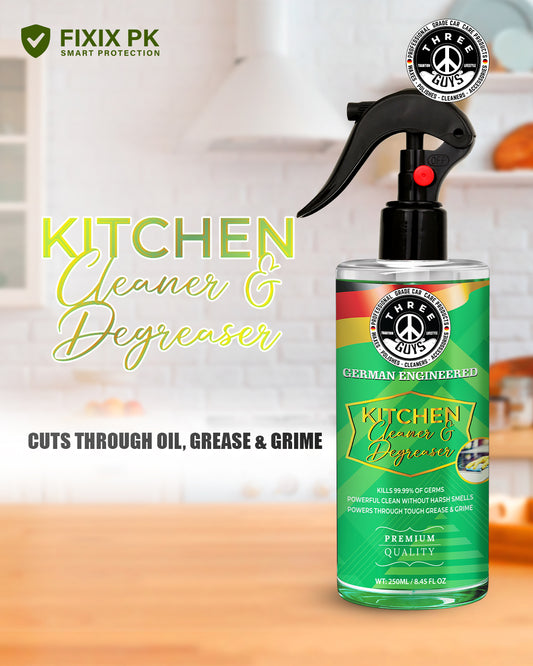 Kitchen Cleaner & Degreaser – Multi-Surface Spray for Grease, Oil & Stains | THREE GUYS | German Engineered