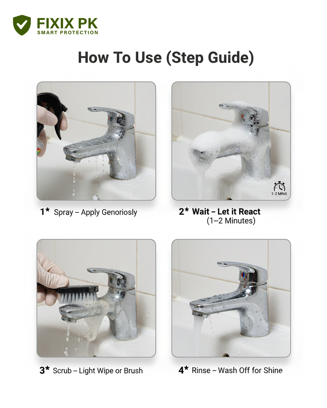 Limescale Remover Spray – Powerful Descaler for Faucets, Tiles & Bathroom Fixtures | THREE GUYS | German Engineered