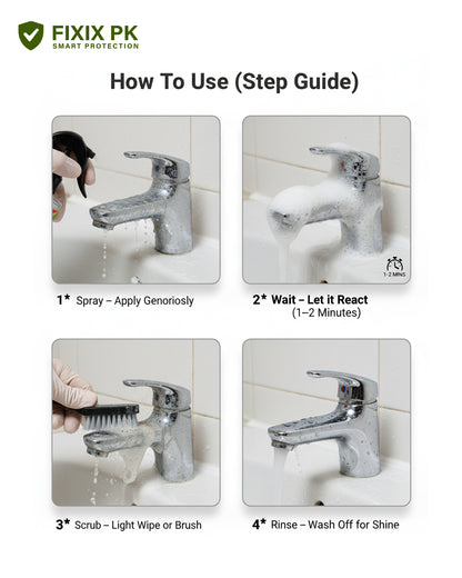 Limescale Remover Spray – Powerful Descaler for Faucets, Tiles & Bathroom Fixtures | THREE GUYS | German Engineered