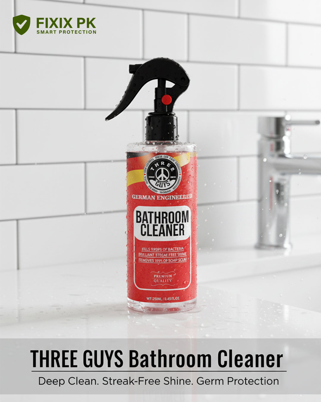 Bathroom Cleaner – Soap Scum, Hard Water & Tile Stain Remover | THREE GUYS | German Engineered